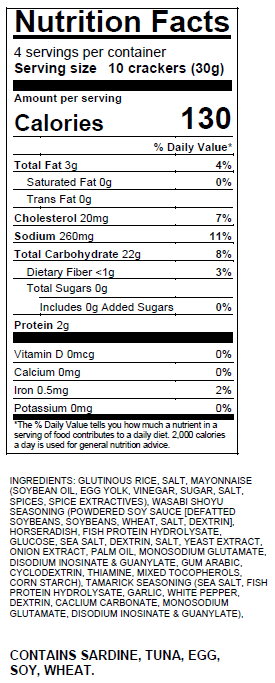 Wasabi Shoyu Mayonnaise Rice Cracker Snack Nutrition Facts